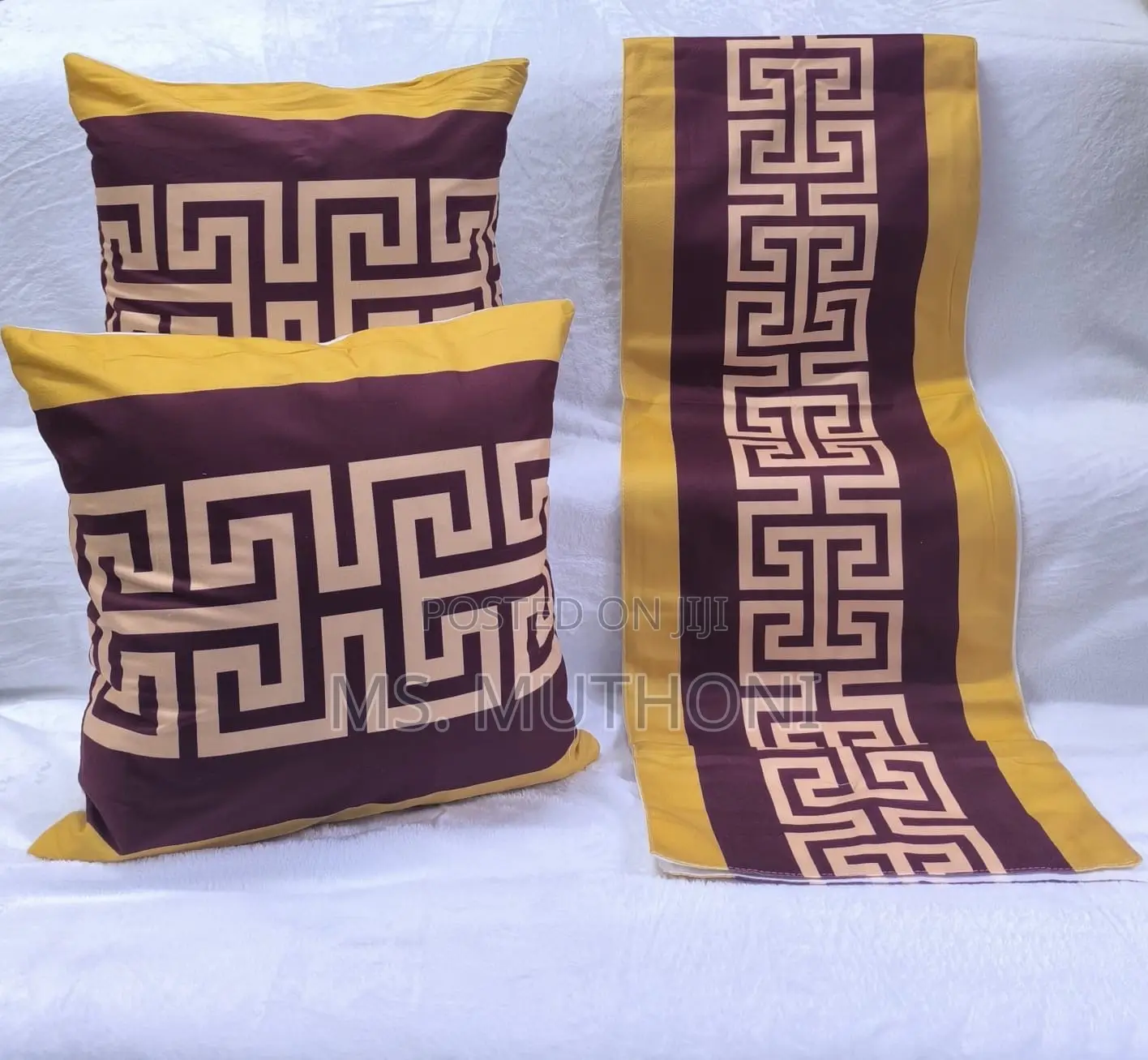 Decorative Bed Runners and Matching Cushions Set,