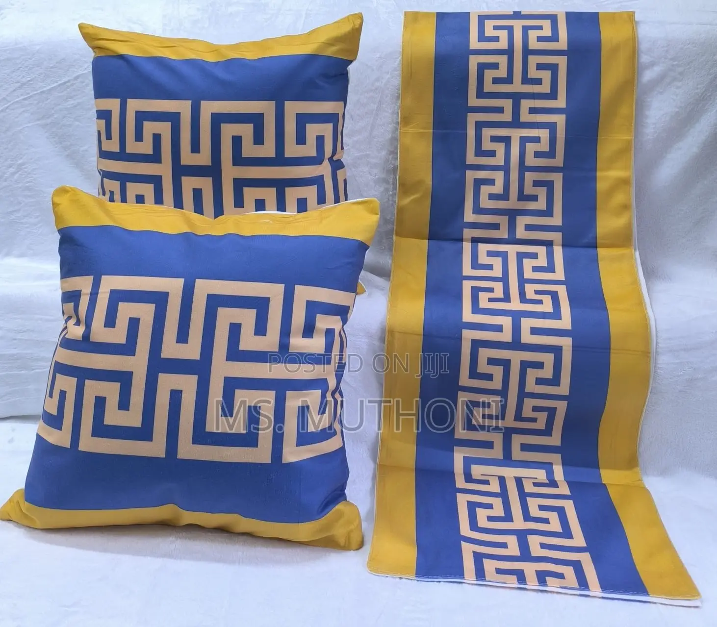 Decorative Bed Runners and Matching Cushions Set,