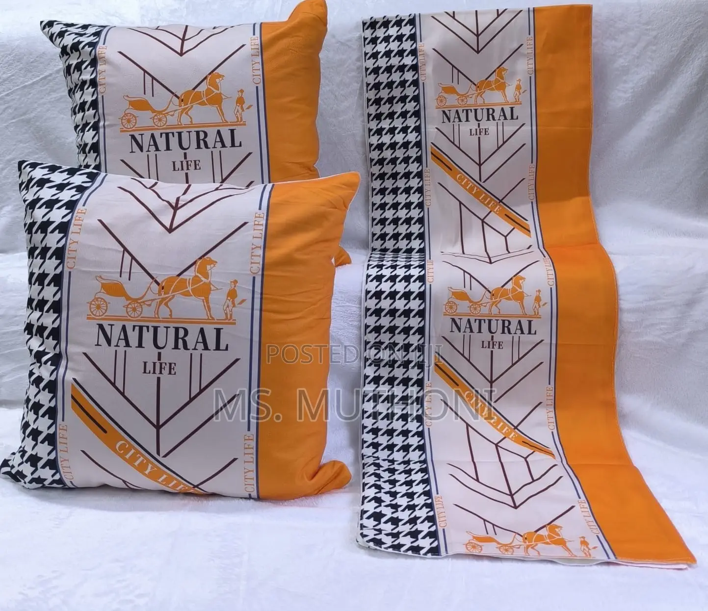 Decorative Bed Runners and Matching Cushions Set,