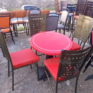Restaurant And Bar Round Red Table And Chairs