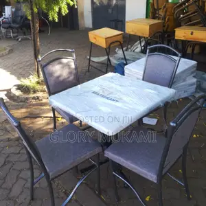 Grey Set Coated Restaurant Chair And Table