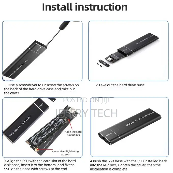 Usb 3.1 to M.2 Nvme SSD E, M-Key to Type C Case for Nvme SSD