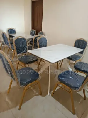 Modern Whitish Dining Table/Hotel Table With 6 Chairs Hj9k