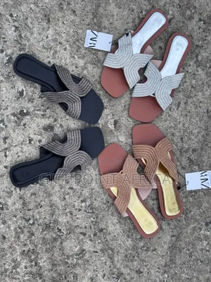 Black,Gold And Silver High Quality (Zara) Slip-on Sandals*