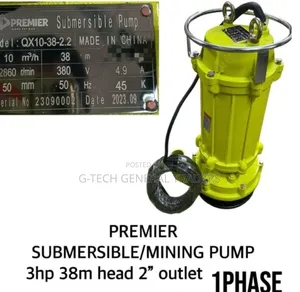 Premier Submersible 3hp 38m Head 2" Outlet 1phase Water Pump