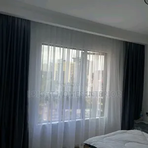 Black and Dark Grey Plain Color Curtains White Sheer
