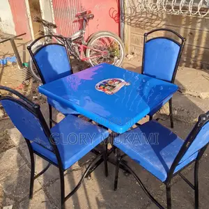 Restaurant And Bar Blue Chairs And Square Table