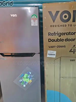 Von Vart-25nhs No Frost Double Door Fridge 220l Silver ;