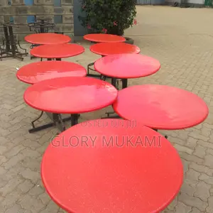 Round Red Marble Restaurant Table