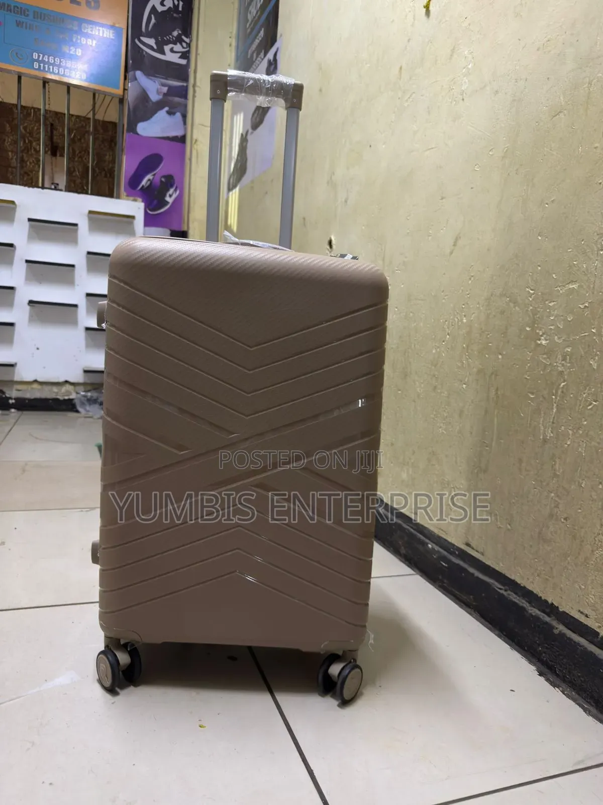 Beige Medium Size Height 66cm Rubber Suitcase