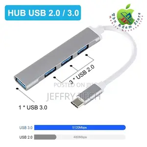 Type-C to Usb 3.0, 4 Ports Hub Jh-112 Aluminum Alloy Lightwe