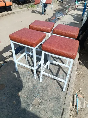 Backless Square Stools, White And Brown