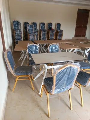 Modern White Dining Table/Hotel Table Plus 6 Dining Chairs J