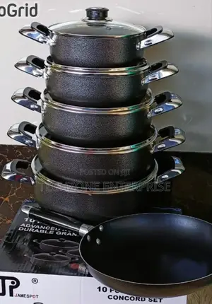 Black 10 Pieces Heavy Duty Jp Non Stick Cookware Set ;