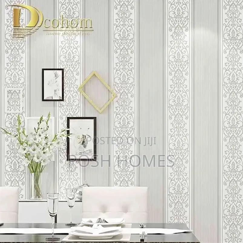 Silver Floral Decorative Wallpapers