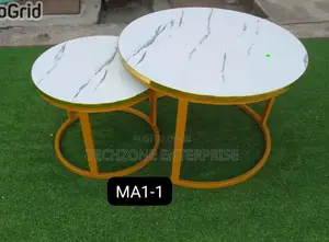 Modern White Nesting Coffee Table Marble Effect (Mdf) ;