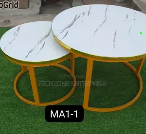 Stylish White Nesting Coffee Table Marble Effect (Mdf) ;