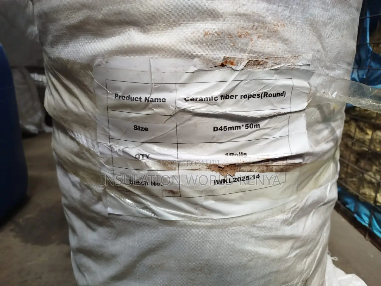 Ceramic Fiber Round Rope–45mm Diameter(Per Mtr)–Non-Asbestos