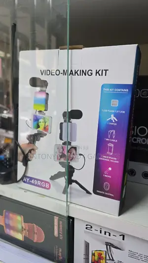 Ay-49 Mobile Video Kit – Rgb Light, Tripod, Microphone