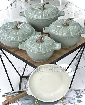 Original Quality 9pcs Pumpkin Granite Pots Set