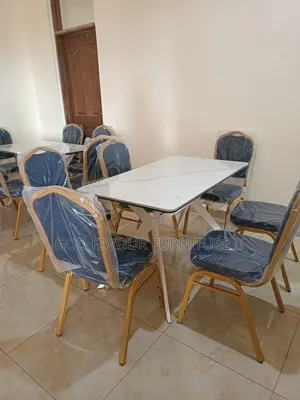 Modern Dining Table/Hotel Table White Plus 6 Chairs Uhg5