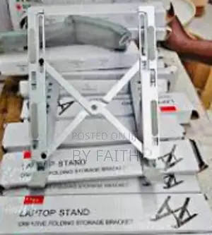Foldable Silver Metallic Laptop Stand Bracket.