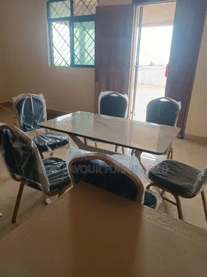 Modernised White Dining/Hotel Table With Stackable 6 Chairs