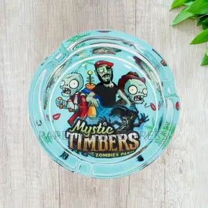 Mystic Timbers Zombies Party Round Premium Glass Ash Tray