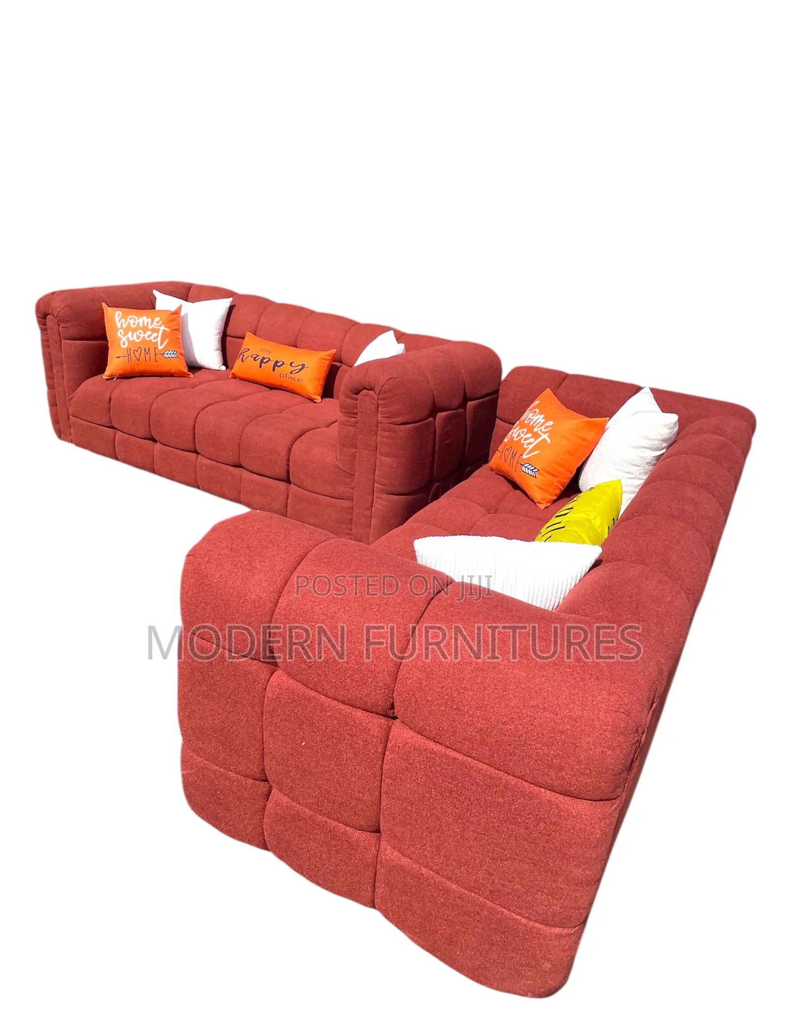 Brown 5 Seater Bubble Sofa