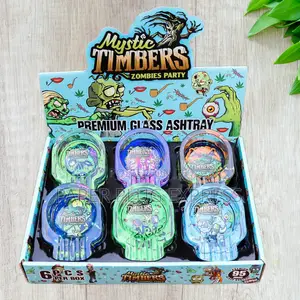 Mystic Timbers Zombies Party Skull Premium Glass Ash Tray