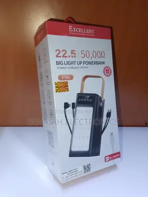 50000 Mah Excellent Power Bank,22.5 V, Attached Cables