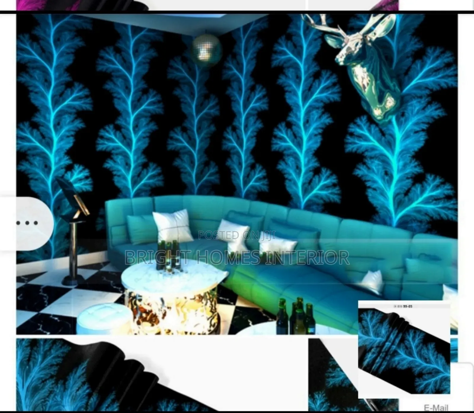 Blue 3d Leaf Like Pattern Wallpaper