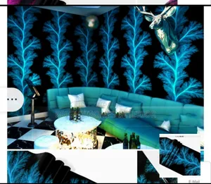 Blue 3d Leaf Like Pattern Wallpaper