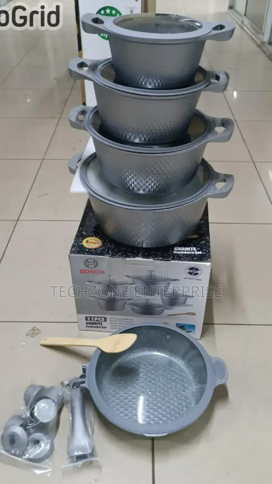 *_Bosch 11pc Cookware With Silicone Lid Black, Grey*_