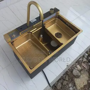 Gold Stainless Steel 304 Rainfall Faucet Digital Sink