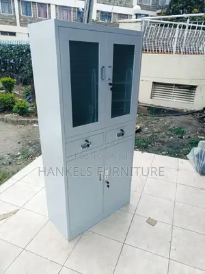 Silver Gray Half Glass Cabinet