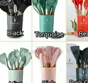 11 PCS Silicone Spoons in Black Grey Red Pink Green