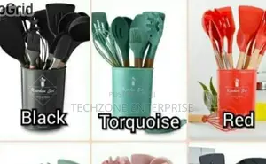 11 PCS Silicone Spoons With Wooden Handle
