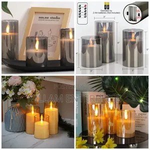 3pc Led Smokeless Non Drip Candles With a Remote Control