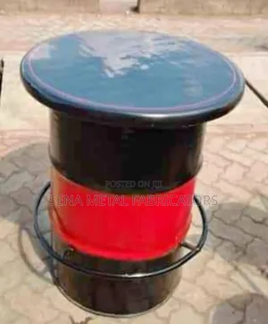 Drum Table With Red Top.