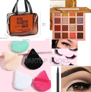 Makeup Kit Set-Eyeshadow Palette, 5pcs Eyelashes, Powderpuff