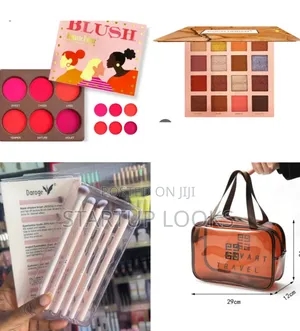 Blush Palette, Eyeshadow Palette, Makeup Brushes, Makeup Bag