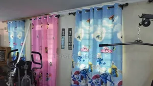 Blue Cartoon Themed And Pink Cartoon Themed Baby Curtains