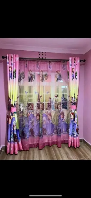 Baby Princess Cartoon Themed Pink Window Curtains