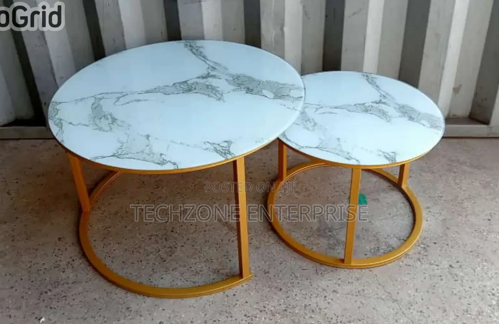 Classy Marble Nesting Coffee Table (Glass Effect) White