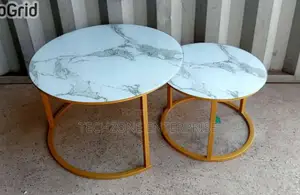 Classy Marble Nesting Coffee Table (Glass Effect) White