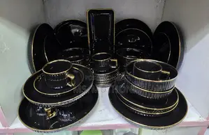 Elegant Black European Porcelain 32 PCS Dinner Set