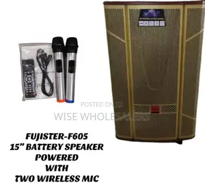 Fujister F-605 15" Battery Speaker  Powered & 2 Wireless Mic