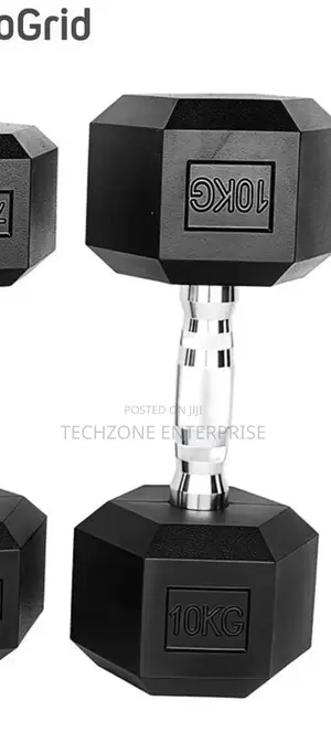 *Black 10kgs Hexagon Dumbbells(Sold Per Single Hand)*