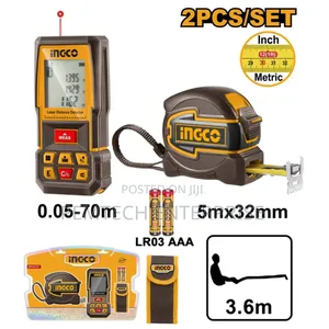 Ingco Laser Distancer Range 70m+5mx32mm Tape Combo Kit